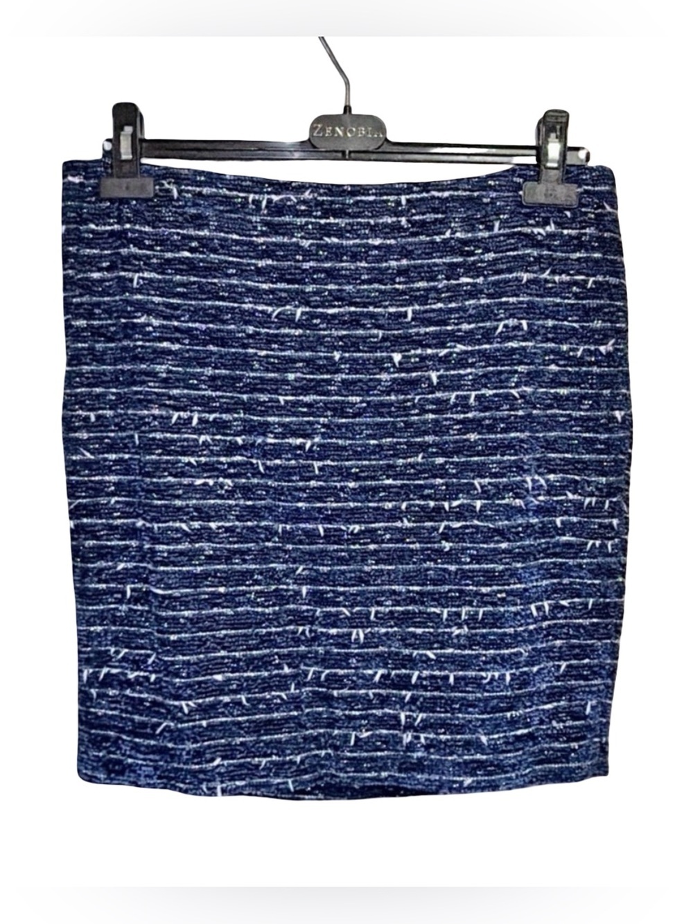 Zenobia Blue Tweed Suit | Chanel-Inspired Textured Blazer & Skirt | Like-New | 8 - Picture 3 of 15